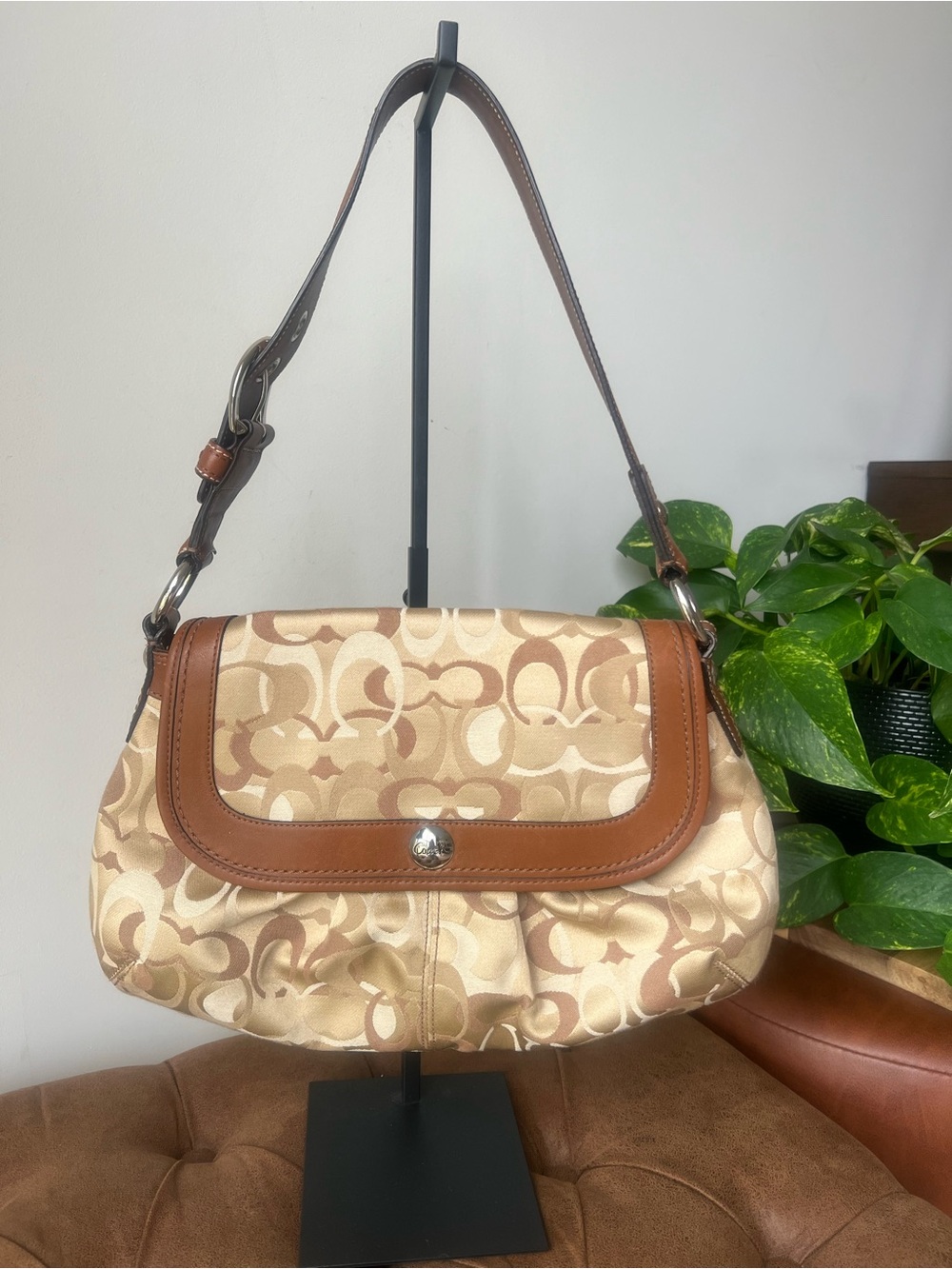 Coach Y2k Soho Pleated Optic Signature Flap Satchel Style F14490